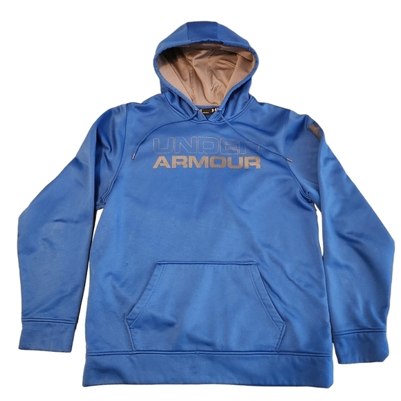 Men's Size Large Under Armour Hoodie Blue With Front Kangaroo Pockets See Pics - Picture 1 of 14